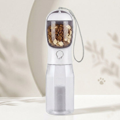 3-in-1 Portable Pet Water & Food Bottle with Poop Bag Holder - Leakproof Travel Dispenser for Dogs & Cats