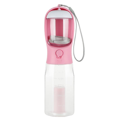3-1 Portable Pet Water Bottle & Food Feeder with Integrated Poop Bag Dispenser - Leak-proof Travel Water Drinker for Dogs and Cats
