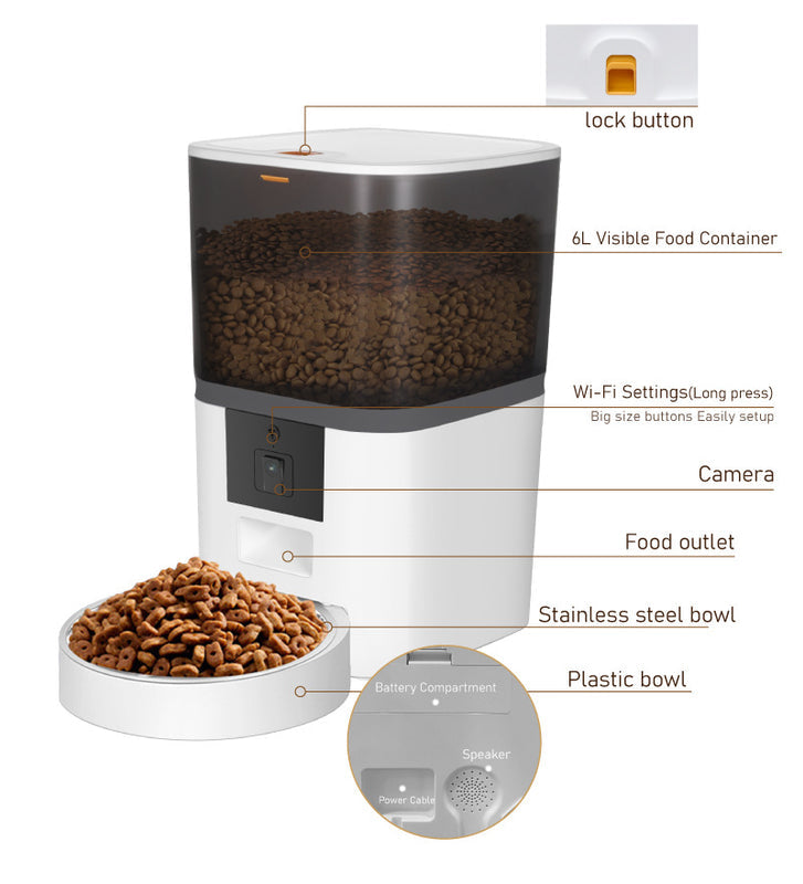 Smart 5G Pet Feeder with 1080P HD Camera & Night Vision - Auto Feeding with Anti-Jam & Freshness Protection