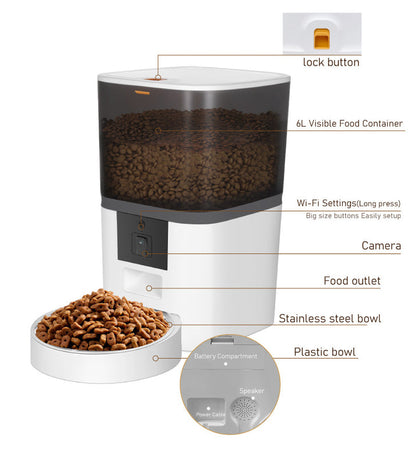 Smart 5G Pet Feeder with 1080P HD Camera & Night Vision - Auto Feeding with Anti-Jam & Freshness Protection